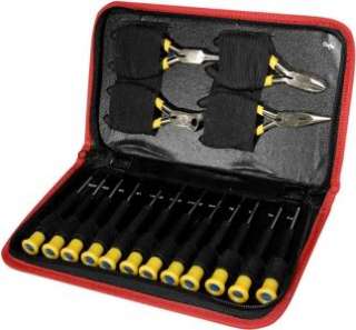   our 16 piece jewelry tool kit comes in a zipper storage organizer case