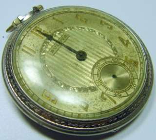   VINTAGE WHITE GOLD BULOVA POCKET WATCH FOR PARTS REPAIR NICE PROJECT