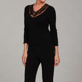Bonnie & Bill Womens V neck with Mesh Beaded Detail Sweater FINAL 