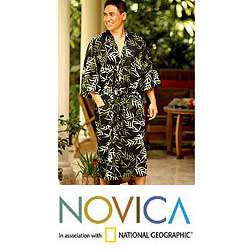 Cotton Forest Bamboo Mens Batik Robe (Indonesia)  