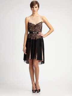 NEW* BCBG Black Combo Tulle Lace Dress M (BELT) $378 NST6K756  