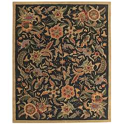 Hand tufted Paradise Black/ Multi color Wool Rug (8 x 11)   