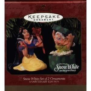 Snow White and Dopey Set of 2 Ornaments Disney 1997 Hallmark Ornament