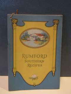 Antique Cook Book Rumford Sourhern Recipes  