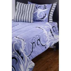  Periwinkle and White Filligree Kids Comforter Bed Set