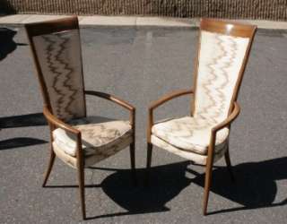 Mid Century Modern Sculpted Cane Back Dining Chairs w 2 Armchairs 