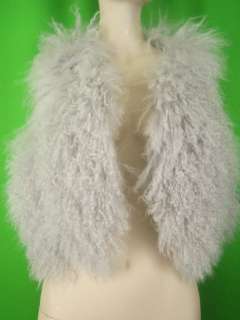 MARLO LORENZ Gray Mongolian Lamb Fur NEW Lined Vest OS  