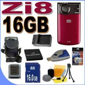  Kodak Zi8 Pocket Video Camera (Raspberry) 16GB Battery 