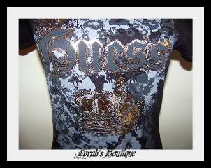 NEW WITH TAG GUESS GOLD CROWN BLACK TEE LQQK  