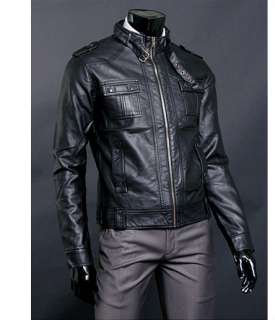 High Qulity Black Mens Rider Leather Jacket US Size M  
