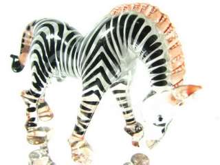 Figurine Animal Hand Blown Glass Zebra  