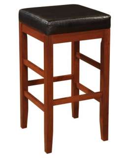 Powell Cherry Leather Square Backless Bar Stool 998 432  