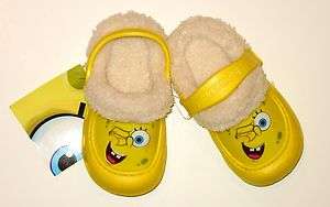 SPONGE BOB Yellow Fur Lined Swivel Clogs Shoes NWT $20  