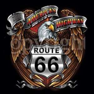 Americas Highway Route 66 Eagle car biker T Shirt  