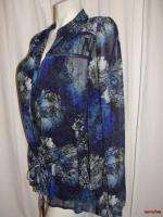   NEW NWT EAST 5th Blue Juliet Floral 2pc Long Sleeve Blouse Top Size L