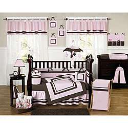 Pink and Chocolate Hotel 9 piece Crib Bedding Set  
