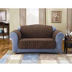 Sure Fit Quilted Suede Chocolate Loveseat Pet Throw  