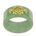   Rocks 18k Gold over Sterling Silver Created Jade and Peridot Ring