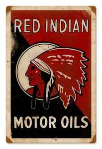 RED INDIAN OIL RETRO METAL SIGN  