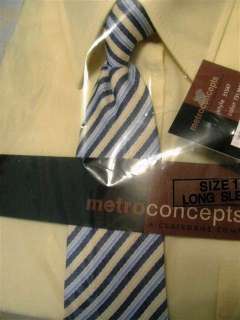 Boys Shirt Tie 14 Long Sleeve Yellow Metro Concepts NWT  