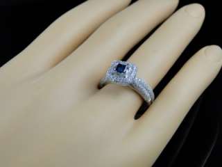 BLUE DIAMOND ENGAGEMENT BRIDAL WEDDING BAND RING SET  