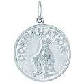 Sterling Silver Confirmation Girl and Bishop Disc Charm 