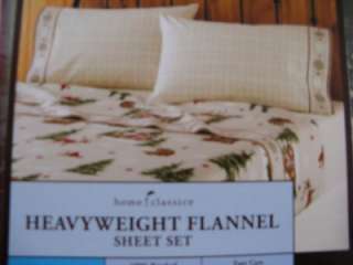 TWIN LODGE CABIN PINE TREES SNOW FLANNEL SHEETS SET NEW PRINT  