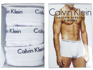 Mens Calvin Klein Boxer Shorts Trunks 3 Pack White  
