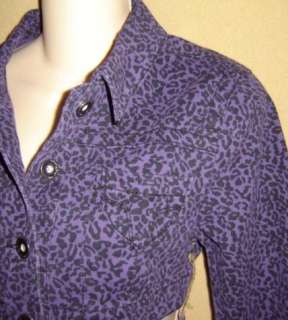 PURPLE Jeans LEOPARD Cheetah Print Crop Glam DENIM JACKET Coat Rock 