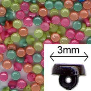 Bright Mix 3mm Tiny Shank Doll Buttons   144 pieces  