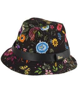 Gucci Black/ Multicolor Flower Canvas Bucket Hat  
