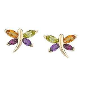  Multicolor Stone Dragonfly Earrings Jewelry