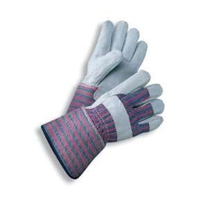  Leather Palm Gloves With Rubberized Gauntlet Cuff, Striped Canvas 