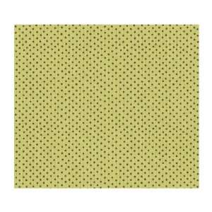   Wired Dots on Linen Prepasted Wallpaper, Kiwi Green/Chocolate Brown
