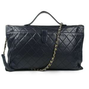 AUTHENTIC CHANEL® CC LOGO QUILTED LAMBSKIN FLAP BRIEFCASE HANDBAG 