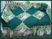 New crib bedding set mw JOHN DEERE green Madras fabric  