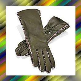 Authentic Chi By Falchi Soft Leather Gloves With Metallic Edges XL 