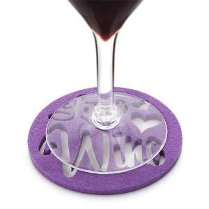   Felt Purple Coaster SayLove Wine   Set of 4