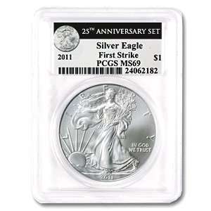  2011 Silver Eagle MS 69 PCGS 25th Anniversary Label FS 