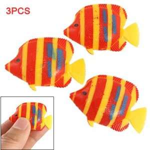 Como Red Yellow Stripe Plastic Fish Aquarium Ornament 3 