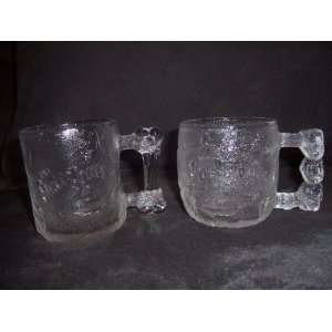  Set of 2 Flinstones McDonalds Glass Promotional Mugs 1993 