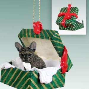 French Bulldog Green Gift Box Dog Ornament