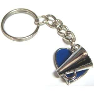   Colored Heart I Love Cheerleading Keychain   Blue 