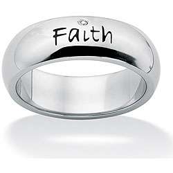   Buscotti Stainless Steel Cubic Zirconia Faith Ring  