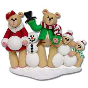  Personalized Ornament Belly Bear w/Snowman Family of 4 