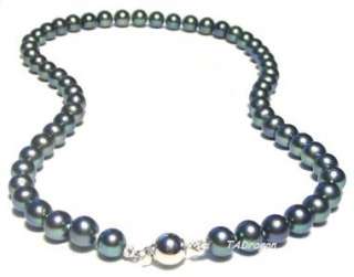 17.5 8 9MM AAA Genuine Cultured Black Pearl Necklace  