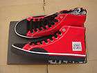 new SKATEBOARD RED/BLACK vision street wear CANVAS HI trainers UK size 