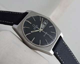 RARE VINTAGE OMEGA GENEVE AUTOMATIC DAY/DATE BLACK DIAL STEEL 