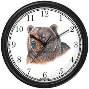   Brown Bear Animal Wall Clock by WatchBuddy Timepieces (White Frame