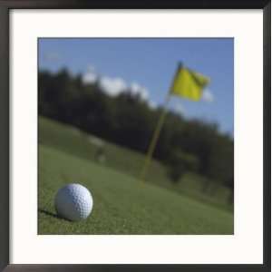  Close up of a Golf Ball on a Golf Course Framed 
